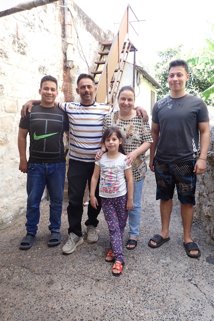 Marias familie - fra venstre: Yohanna, Osama, Maria, Samaher og Butros.