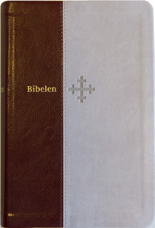 Bibel 2011, mellomstor, beige/brunt kunstskinn