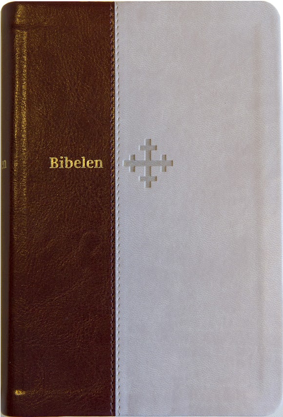 Bibel 2011, mellomstor, beige/brunt kunstskinn