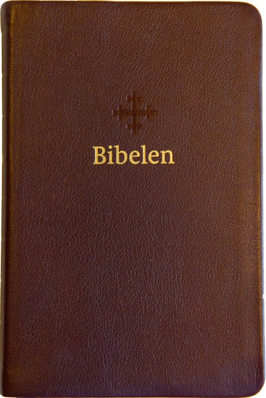 Bibel 2011, mellomstor, mørkbrunt skinn, register