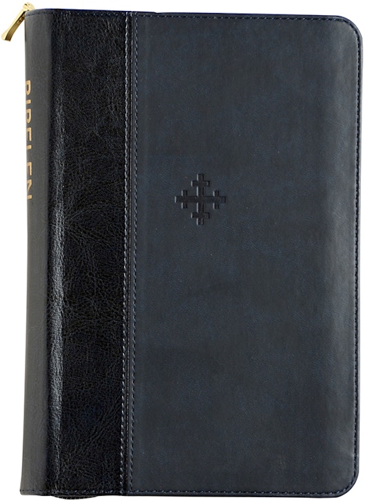 Bibel 2011, blått kunstskinn, glidelås NYN