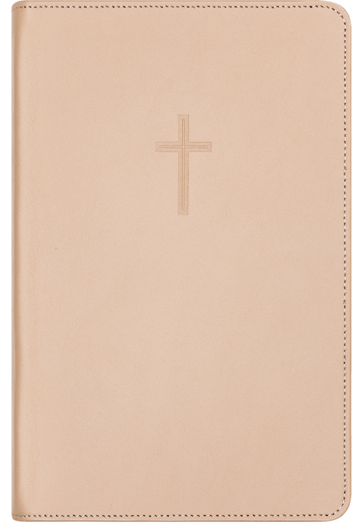Bibel 2024, medium klassisk brunt kalveskinn med register NN